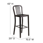 Tabouret de bar de qualité commerciale avec emballage à lattes vertical en métal doré antique de 30 po haut-Conçu pour une utilisation intérieure ou extérieure
