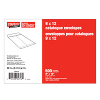 Staples Kraft Catalogue Envelopes with Gummed Flaps - 9" x 12" - Brown - 500 Pack-Ideal for mailing catalogues, booklets, brochures and multi-page documents