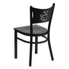 Flash Furniture – Chaise de restaurant HERCULES en métal à dossier ajouré, noir, siège en acajou (XUDG6099COFMAHW)-Siège en bois fini acajou