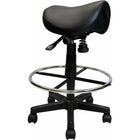 Nicer Furniture Backless Saddle Stool - Black-Faux Leather