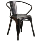 Ensemble avec table ronde en métal noir antique et or et 4 sièges à bras, intérieur/extérieur, 24 po (CH-51080TH-4-18ARM-BQ-GG)-4