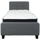 Flash Furniture Tribeca Twin Size Tufted Upholstered Platform Bed with Pocket Spring Mattress - Dark Grey Fabric-Twin Platform Bed and Mattress Set