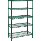 Kleton Green Epoxy Finish Wire Shelving, 5 Shelves, 18"D x 74"H, Starter, 36"W-Depth: 18"
