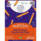 Pacon Multi-Program Handwriting Paper 1/2" Ruled White, 1000 Pack (PAC2422)-Bright tablet paper ruled both sides with red baselines, blue dotted midlines and blue headlines.