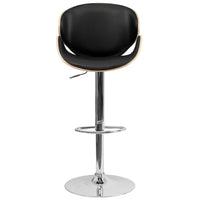 Flash Furniture Beech Bentwood Adjustable Height Barstool with Curved Back & Black Vinyl Seat-Contemporary Style Stool