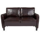 Flash Furniture Candler Park Upholstered Loveseat - Brown Leather-Contemporary Style