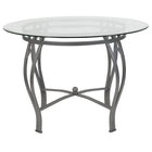 Flash Furniture Syracuse 42" Round Glass Dining Table with Silver Metal Frame-Contemporary Style