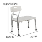 Flash Furniture HERCULES Series 300 Lb. Capacity Adjustable Bath & Shower Transfer Bench with Back & Side Arm - White-10