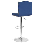 Flash Furniture Bellagio Contemporary Adjustable Height Barstool with Accent Nail Trim in Blue Fabric-Individual Gold Nail Accents