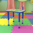 Flash Furniture 21.875"W x 26.625"L Rectangular Blue Plastic Height Adjustable Activity Table with Grey Top-Shortest Width: 19.125"