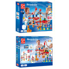 Hape -  Super Spirales Quadrilla-Comprend un rail de xylophone qui joue une mélodie lorsque les billes courent dessus, deux torsions en spirale double face, ainsi que quatre blocs de contrôle spéciaux pour distribuer les billes de manière aléatoire.