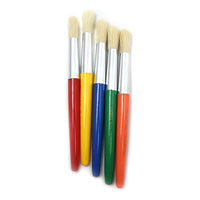 Charles Leonard Round Paint Brushes with Stubby Assorted Handle, 7 1/2", 30/Pack (CHL73205)-Stubby paintbrush for school, hobby and crafts