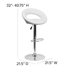 Flash Furniture Contemporary White Vinyl Rounded Back Adjustable Height Barstool with Chrome Base, 2 Pack-Chrome Base