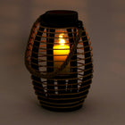 Truu Design Oval Rattan and Wooden Lantern, 17.25 x 7, inches, Brown-Material: MDF and rattan