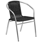 Flash Furniture – Table ronde de 27,5 po en aluminium/4 chaises en rotin noir, intérieur/extérieur (TLH-ALUM-28RD-020BKCHR4-GG)-Certifié ANSI et BIFMA