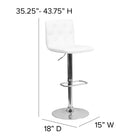 Flash Furniture 15 1/2" x 18" Vinyl Adjustable Height Bar Stool W/Chrome Base, White, 2 Pack-Footrest
