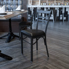 Chaise de restaurant en acier avec dossier à traverses horizontales, noir, siège en vinyle noir, 2/bte (XUDG6Q6B1LADBKV)-Assemblage soudé
