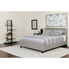 Flash Furniture Tribeca Full Size Tufted Upholstered Platform Bed with Pocket Spring Mattress - Light Grey Fabric-Panel Headboard