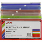 JAM Paper Zip #10 Booklet Envelopes - 5" x 10" - Assorted Colours - 6 Pack -Size: #10 (5 x 1.25" L x 10" W), Great for storing receipts, coupons, bank slips, folded documents, pens, and more! 