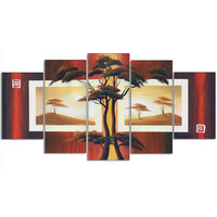 Designart – Paysage imprimé sur toile, arbre africain, 60 x 32 po, 5 panneaux (PT381-373)-Impression