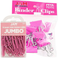 JAM Paper Office Desk Supplies Bundle, Jumbo Paper Clips & Medium Binder Clips, Pink (4218339pi)-Paper clips and binder clips