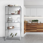 Seville Classics 5-Shelf Shelving System with Wheels - 72" H x 36" W x 18" D-Set of leveling feet (4 pcs) included