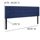 Flash Furniture Bedford Tufted Upholstered King Size Headboard - Navy Fabric-Navy Fabric Upholstery