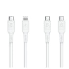 LOGiiX - Sync & Charge USB-C vers USB-C et USB-C vers Lightning - 1,5 M - Blanc - Paquet de 2-Ce pack de 2 comprend 1 câble USB-C vers USB-C et 1 câble USB-C vers Lightning