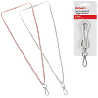 Staples Lanyard with Jewels - White/Pink-Coloured jeweled lanyard with a swivel hook