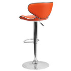 Flash Furniture Contemporary Cozy Mid-Back Orange Vinyl Adjustable Height Barstool with Chrome Base-Deep Curved Seat and Back