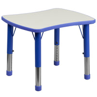 Flash Furniture 21.875"W x 26.625"L Rectangular Blue Plastic Height Adjustable Activity Table with Grey Top-Popular Rectangular Activity Table