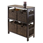 Winsome Granville 5-Piece Open Storage Shelf with 4 Foldable Baskets, Espresso-Includes 4 small foldable baskets made from corn husk in chocolate colour