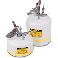 Justrite Quick-Disconnect Safety Disposal Cans, 2 Gal, 12" x 14 3/4", Polypropylene-Fitting Material: Polypropylene