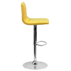 Flash Furniture Contemporary Vinyl Adjustable Height Barstool with Horizontal Stitch Back & Chrome Base - Yellow - 2 Pack-Yellow Vinyl Upholstery