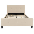 Flash Furniture - Lit plateforme Tribeca double touffeté et rembourré en tissu beige-Lit de plateforme