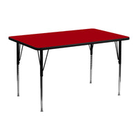 Flash Furniture 24"W x 48"L Rectangular Red Thermal Laminate Activity Table - Standard Height Adjustable Legs-Popular Rectangular Activity Table