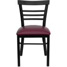 Flash Furniture HERCULES Series Black Three-Slat Ladder Back Metal Restaurant Chair - Burgundy Vinyl Seat - 2 Pack-Set of 2 Metal Dining Chairs