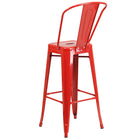 Flash Furniture – Tabouret bistro de 30 po en métal pour l’intérieur et l’extérieur, rouge (CH3132030GBRED)-Dos courbé avec latte verticale