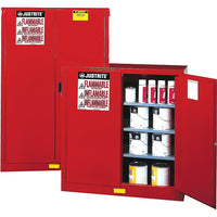 Justrite Sure-Grip Ex Paint & Ink Safety Storage Cabinets, 2 Doors, Self-Closing, 34" x 34" x 65"-Multiple shelves are ideal for 1-gallon paint cans (Class III liquids)
