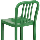 Flash Furniture Commercial Grade 24" High Green Metal Indoor-Outdoor Counter Height Stool with Vertical Slat Back - 2 Pack-Green Powder Coated Frame Finish