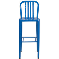 Flash Furniture Commercial Grade 30" High Blue Metal Indoor-Outdoor Barstool with Vertical Slat Back - 2 Pack-Set of 2 Industrial Modern Bar Stools