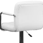 Flash Furniture Contemporary Quilted Vinyl Adjustable Height Barstool with Arms & Chrome Base - White-Vinyl Wrapped Chrome Arms
