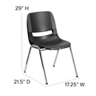 Flash Furniture HERCULES Series Black Ergonomic Shell Stack Chair with Chrome Frame & 16" Seat Height-Double Support Rails
