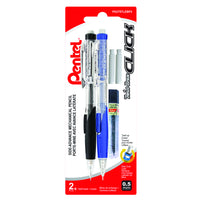 Pentel Twist-Erase Click HB Mechanical Pencils - 0.5 mm - Assorted Colours - 2 Pack-Advance lead with quick side click