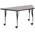Flash Furniture Mobile 30''W x 60''L Trapezoid Activity Table, Gray Laminate Top, Adjustable Preschool Legs (XUA3060TRPGYTPC)-Gray/Chrome, Laminate, Steel