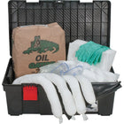 Zenith Safety 31-Gallon Tool Box Spill Kits, Oil Only, With Storage Container-Contents: 25 Sorbent pads (15" x 17") , 4 Sorbent socks (3" x 48') , 5 Sorbent pillows (8" x 18") , 1 Bag of Oil Gator 30-lb , 1 Drain cover 36" x 36", 2 Pairs nitrile gloves 2XL (11) , 2 Pairs safety goggles (one size), 3 Disposal bags (26" x 36")