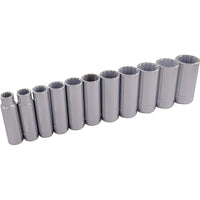 Ens. 11 douilles long., prise 3/8,3/8 à 1po 12pans-1