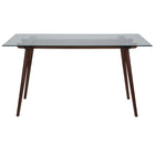 Flash Furniture Meriden 31.5" x 55" Rectangular Solid Wood Table with Clear Glass Top - Walnut-Contemporary Style