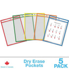 QuickFit 9" x 12" Educational Dry-Erase Pockets, Assorted, 5 Pack-Reduces classroom paper waste and supply costs.