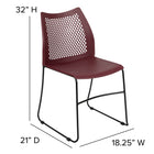 Flash Furniture HERCULES Series Burgundy Stack Chair with Air-Vent Back & Black Powder Coated Sled Base-Designed for Commercial Use